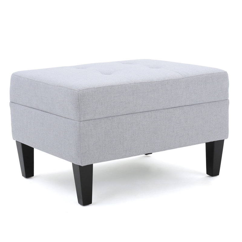 Anjuman Upholstered Ottoman, Silver, Silver Polyester