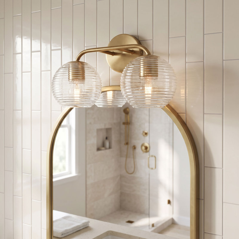 Éclairage pour meuble-lavabo à 2 lumières à intensité variable Kryspin, Laiton mat
