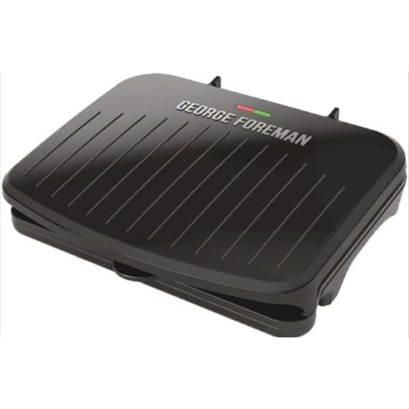 George Foreman Family-size Grill & Panini Press, Nonstick Ceramic Coating, Fat-removing Slope, Adjustable Angle, Indoor/outdoor Use