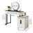 Modern Vanity Table With Tempered Glass Top, Adjustable Height Legs, And Round Mirror