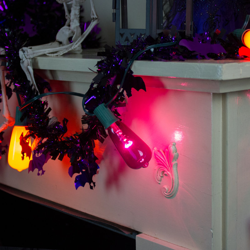 Ensemble de 10 lumières mauves et orange Edison E17 10 pi en fil noir 9 pi