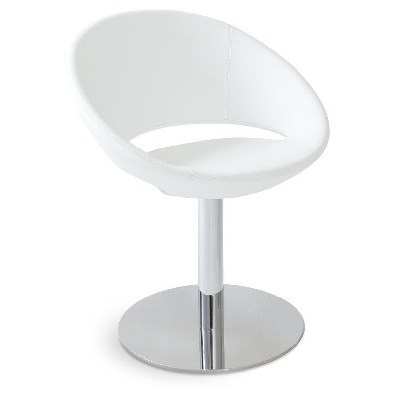 Crescent Upholstered Solid Back Side Chair, White Leatherette
