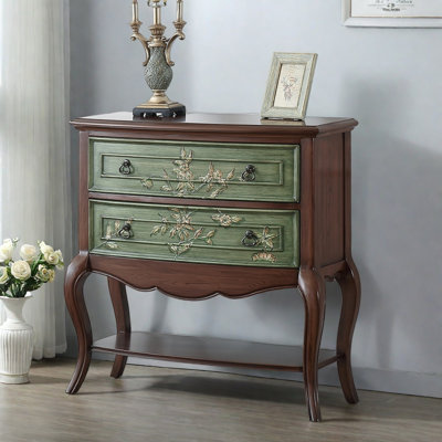 Retro Painted Green Distressed Wooden Accent Chest