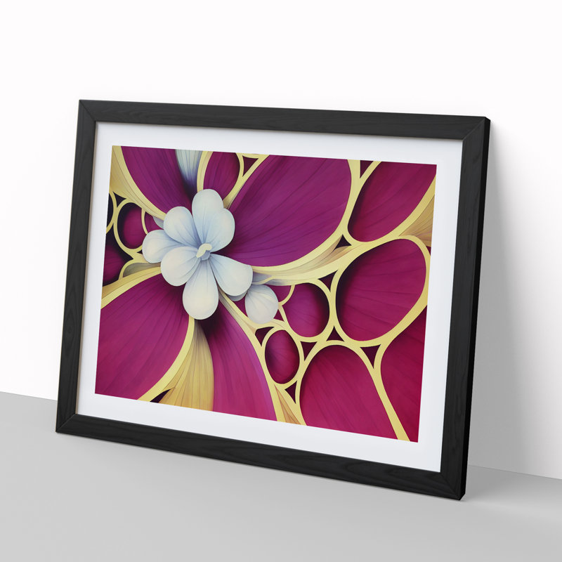 Sublime Modern Flower Art - Single Picture Frame Print, 46cm H x 64cm W x 2cm D, Black Framed