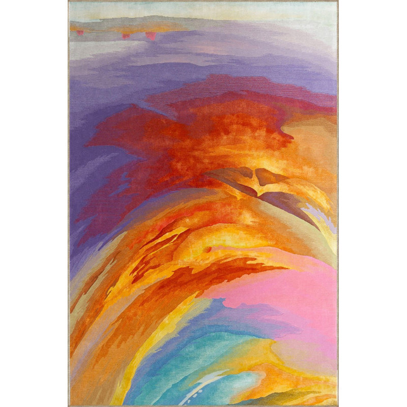 Tapis décoratif coloré multicolore lavable à la machine, Sous-tapis rectangulaire 2 pi 4 po x 3 pi 11 po