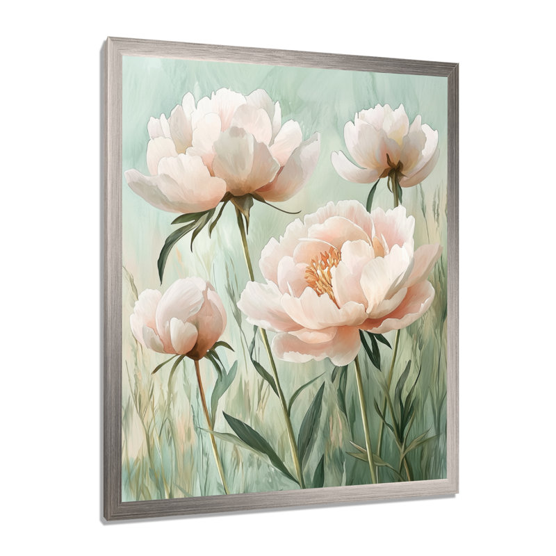 Henriques - Décoration murale florale, H 40 po x l 30 po, Reproduction encadrée sans passe-partout, Argent argent