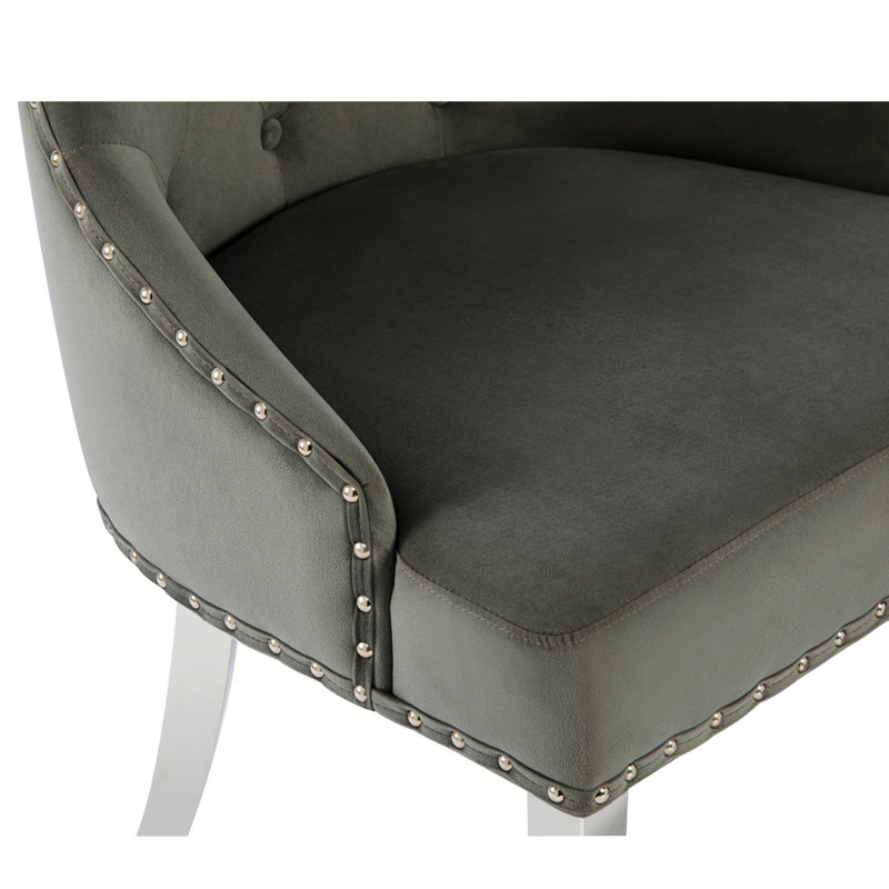 Montford Chairs Velvet Full Back Side Chair, Grey