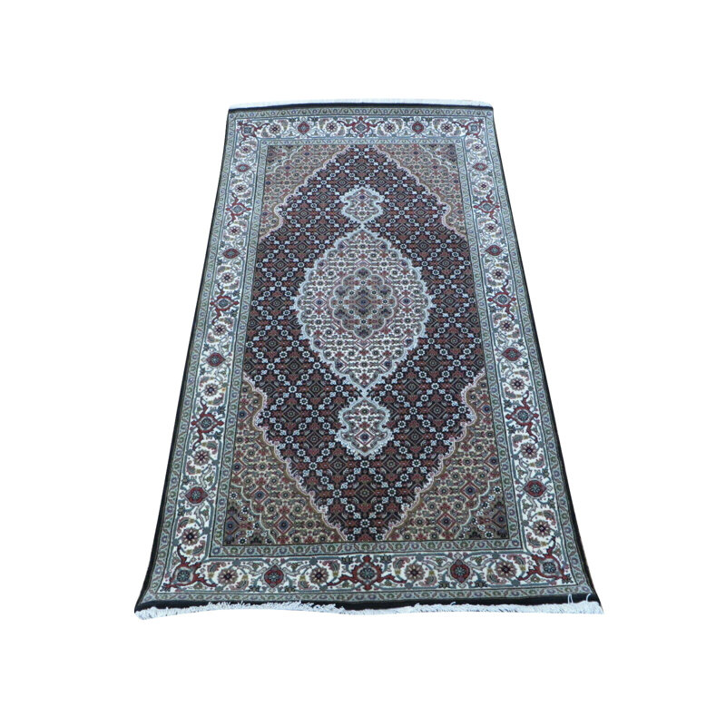 Tapis noir / rouge noué à la main de conception unique 3 pi 1 po x 5 pi 4 po Harrogate