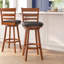 Commercial Grade Classic Ladderback Swivel Bar Height Barstool with Padded, Upholstered Seat-302501648-302501649