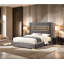 Magnifique lit plateforme tapissier en tissu de style contemporain de style oriental gris avec 1 lit de très grande taille-810518923-810519031