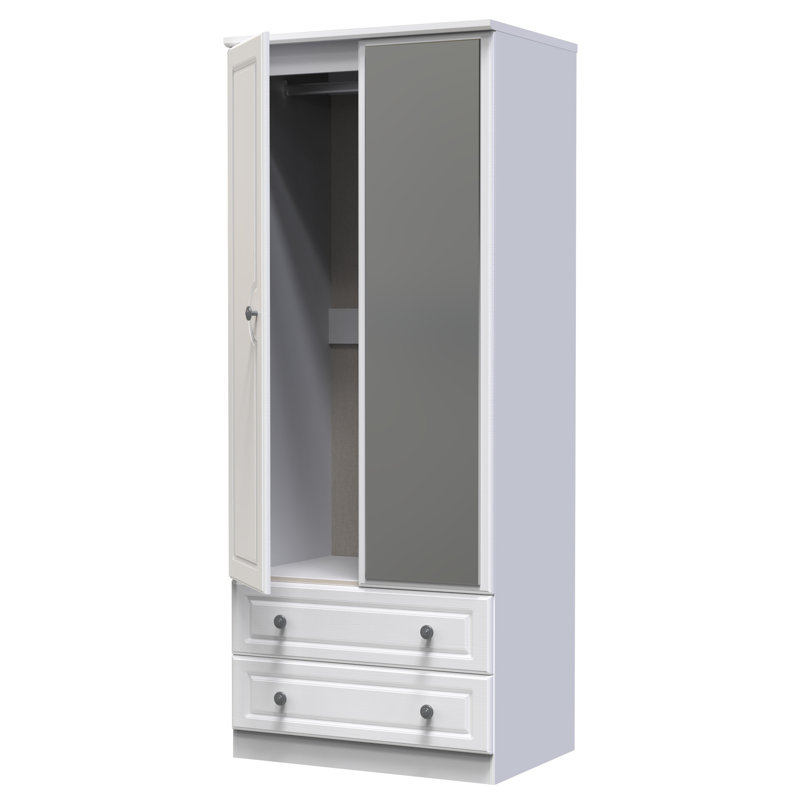 Cloninger 2 Door 2 Drawer Wardrobe, White