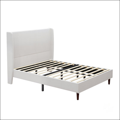 High Back Soft Bed,Headboard Upholstered Bed,12-Slat Support