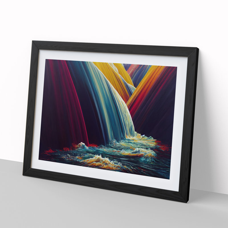 Waterfall Dreams - Single Picture Frame Print, Black, 46cm H x 64cm W