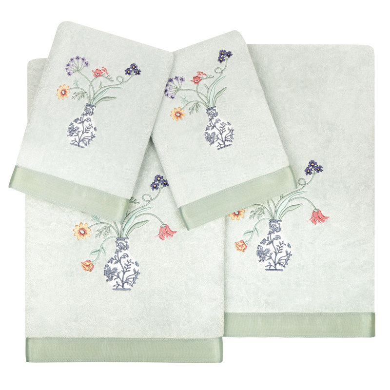 4 Piece Turkish Cotton Towel Set, Aqua