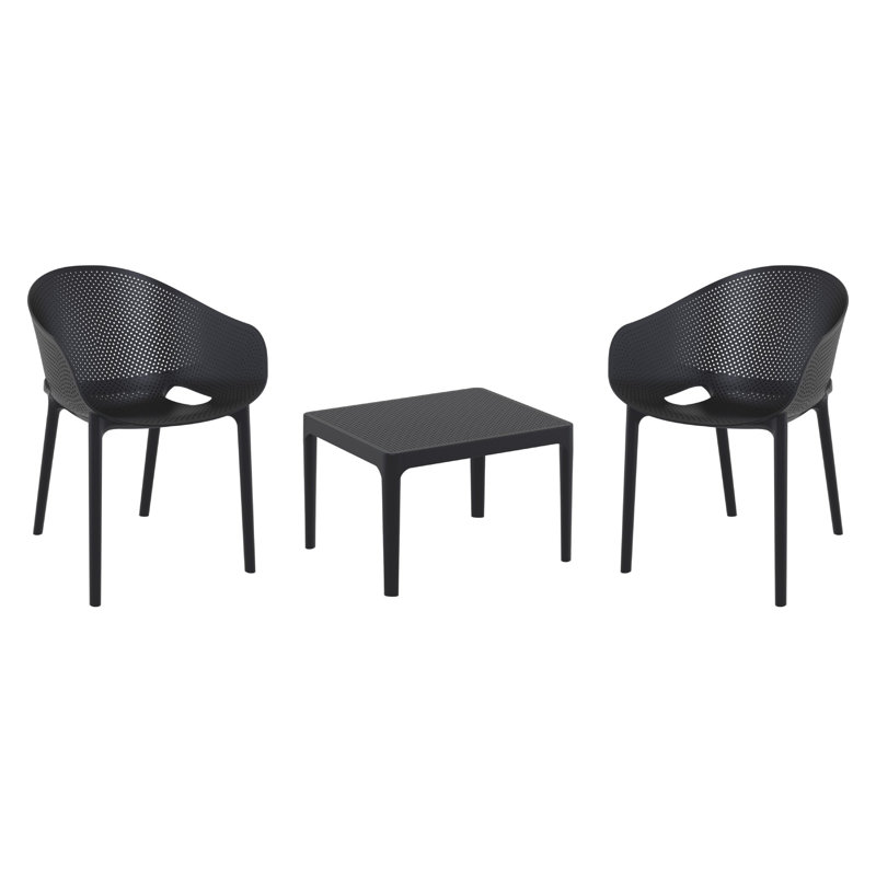 Farrah Sky Armchair 2 Person Seating Set, Black