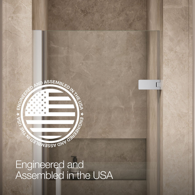 Composed 27-5/8-In28-3/8-In W X 71-1/2-In H Frameless Pivot Shower Door With 3/8-In Crystal Clear Glass And Back-To-Back Vertical Door Pulls