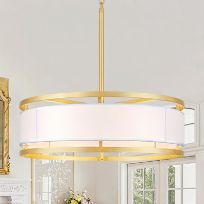 Lustre tambour 6 lumières moderne en tissu noir mat à intensité variable, luminaire suspendu à hauteur réglable pour îlot de cuisine, salle à manger et salon