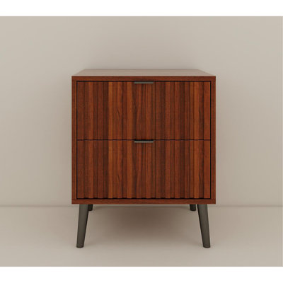 Wooden Nightstand With 2 Drawers