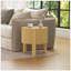 Round Fluted Side Table with Storage, Rubber Solid Wood, Soft-close Door for Living Room Elegance