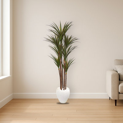Giant Yucca Artificial Tree in White Planter