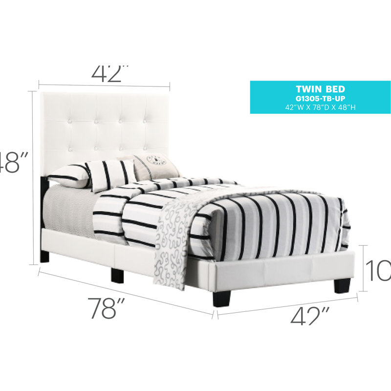 Lit simple en blanc avec système de support en mousse - Literie G1305 de Glory Furniture
