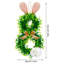Couronne de printemps de lapin de Pâques pour porte d'entrée Oreilles de lapin mignonnes, verdure artificielle, couronne de buis avec nœud en lin et hortensia blanc pour la porte