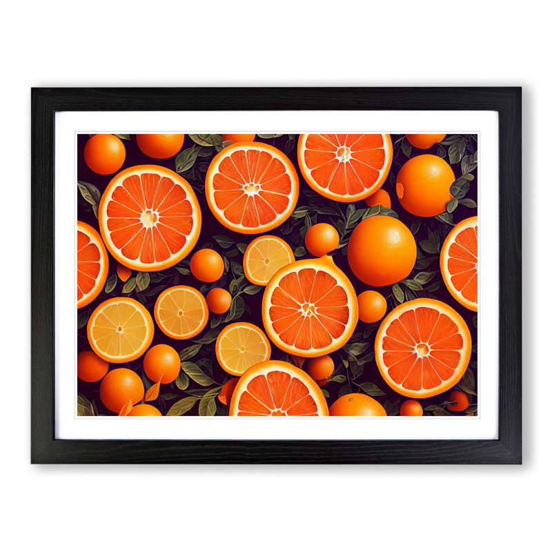 Sliced Orange Fruit - Framed Print, Black, 25cm H x 34cm W x 2cm D