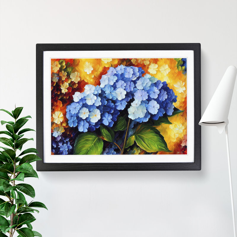 Hydrangea Flower Vol.3 - Single Picture Frame Painting, Black, 46cm H x 64cm W x 2cm D
