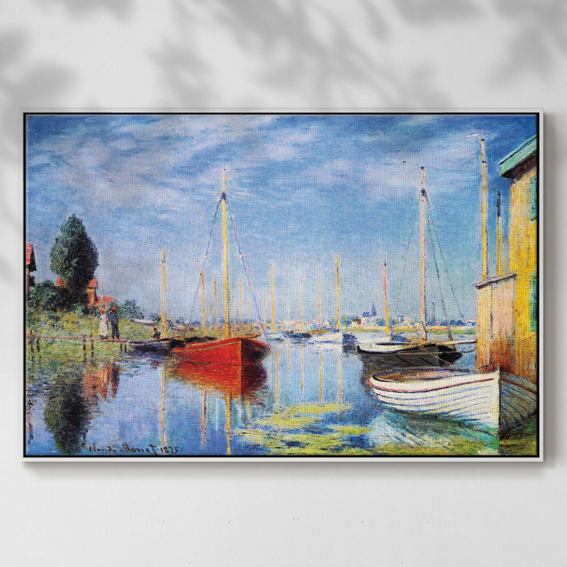 Impression sur toile, "Pleasure bateaux at Argenteuil" par Claude Monet, Blanc, H 17 po x l 25 po x P 2 po
