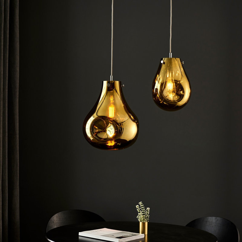 Alyca 1 - Light Chrome Teardrop Pendant, Gold
