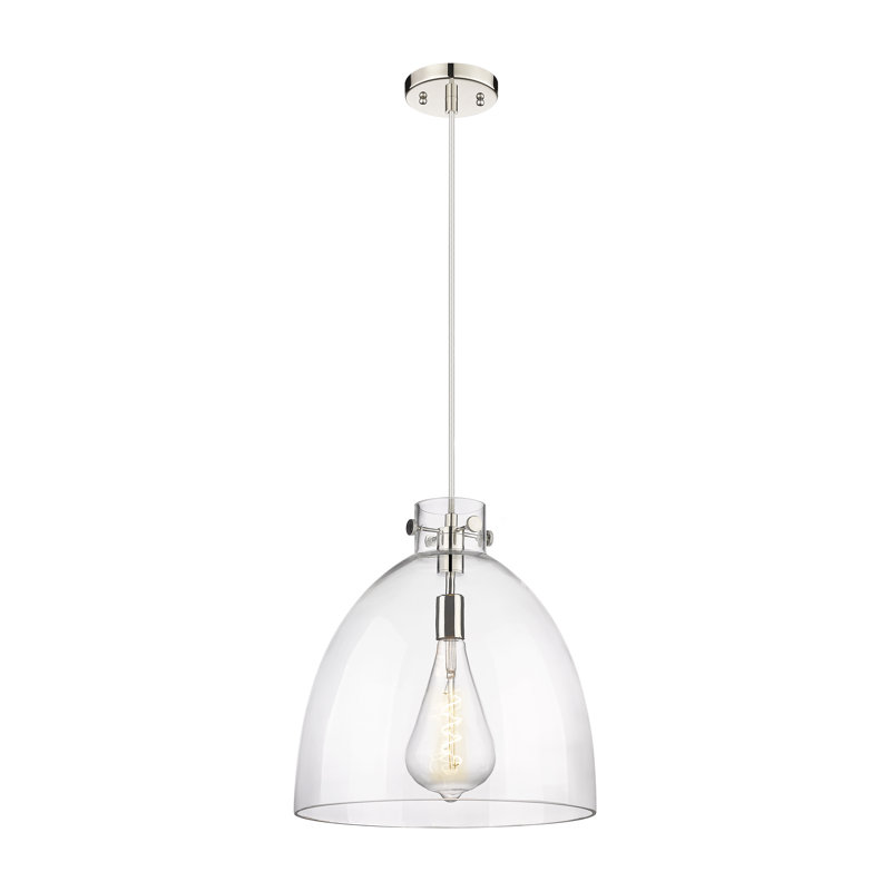Luminaire suspendu à 1 lumière Badgett, Clair, H 16 po x l 14 po x P 14 po, Nickel poli