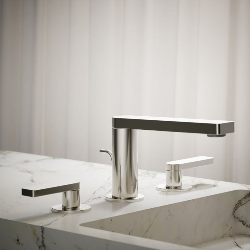 Composed Widespread Bathroom Faucet with Drain Assembly, Vibrant Polished Nickel