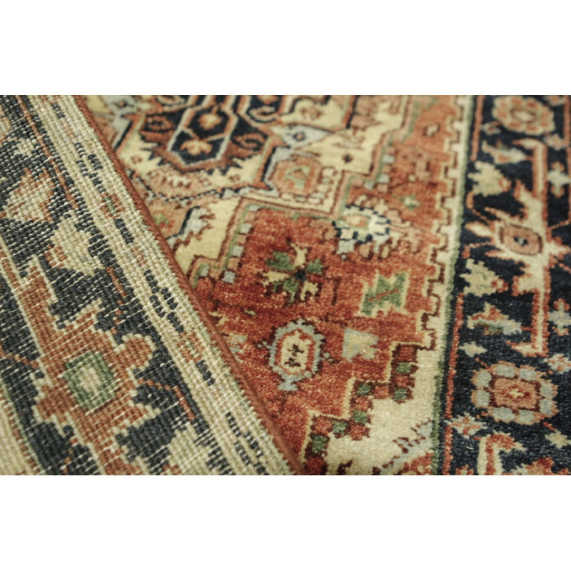 Hand-Knotted High-Quality Red and Blue Runner