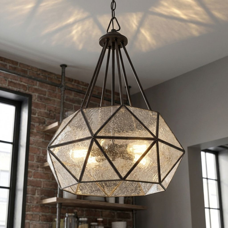 Lustre géométrique unique à 4 lumières Sky, 4 lumières, H 25,38 po x l 20 po x P 20 po