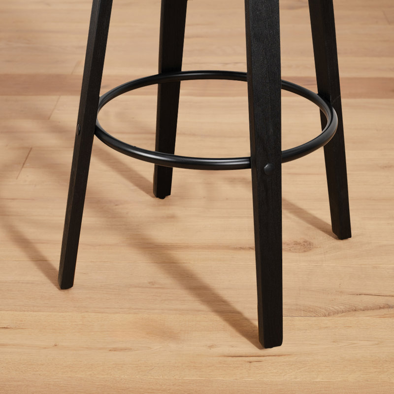 Lesli 30.51'' Swivel Tufted PU Leather Upholstered Bar Stool, Brown/Black