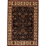 Hand-Knotted High-Quality Black and Cream Area Rug