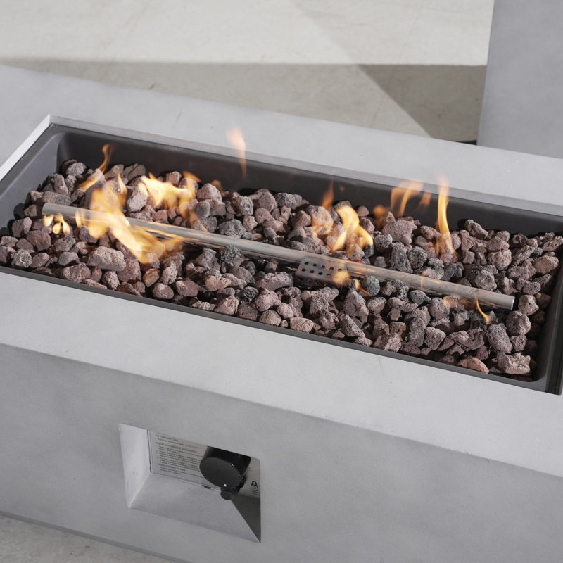Dynthe 14" H X 42" W Terrafab Propane Outdoor Fire Pit Table