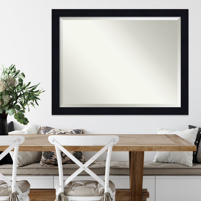 Miroir décoratif biseauté Taveras, H 34,25 po x l 44,25 po, Bleu marine