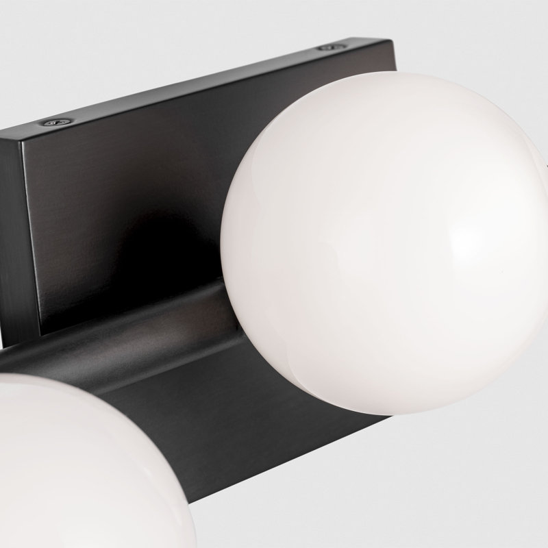 Sean Lavin Altair Bathroom Bedroom Wall Fixture With Milk Shade, 7 Lights, 6.5" H x 32" W x 5.25" D, Aged Iron