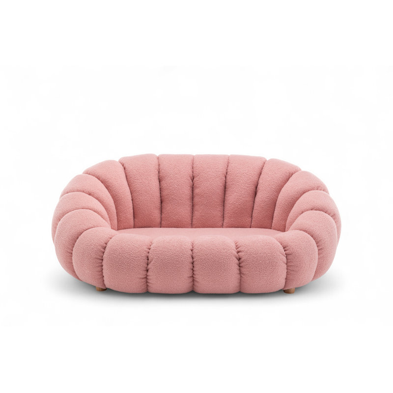 Mirielle Evins 2 Seater Teddy Boucle Loveseat, Pink