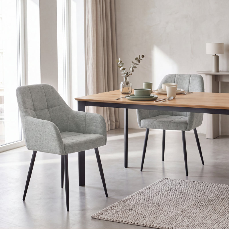 Chenille Fabric Dining Chair, Light Grey