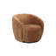 Fauteuil pivotant moderne avec dossier enveloppant incurvé, assise rembourrée moelleuse et piètement métallique dissimulé-2009440708