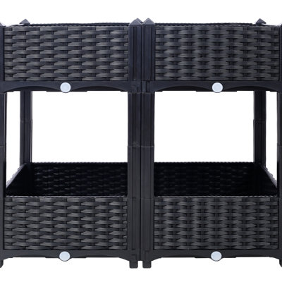 Black Polypropylene Garden Raised Box - 31.5"X15.7"X27.7" With Drainage Perfect For Abundant Vegetable, Flower, Herb Growth Bed Ideal Outdoor Planting