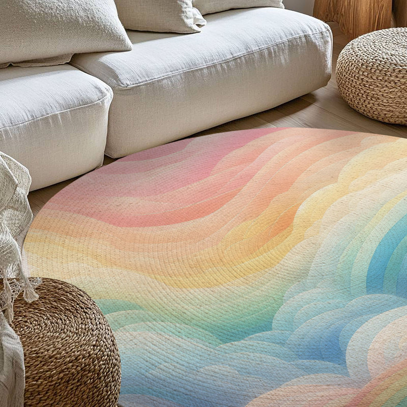 Tapis tressé dégradé de couleurs, Rond 5 pi