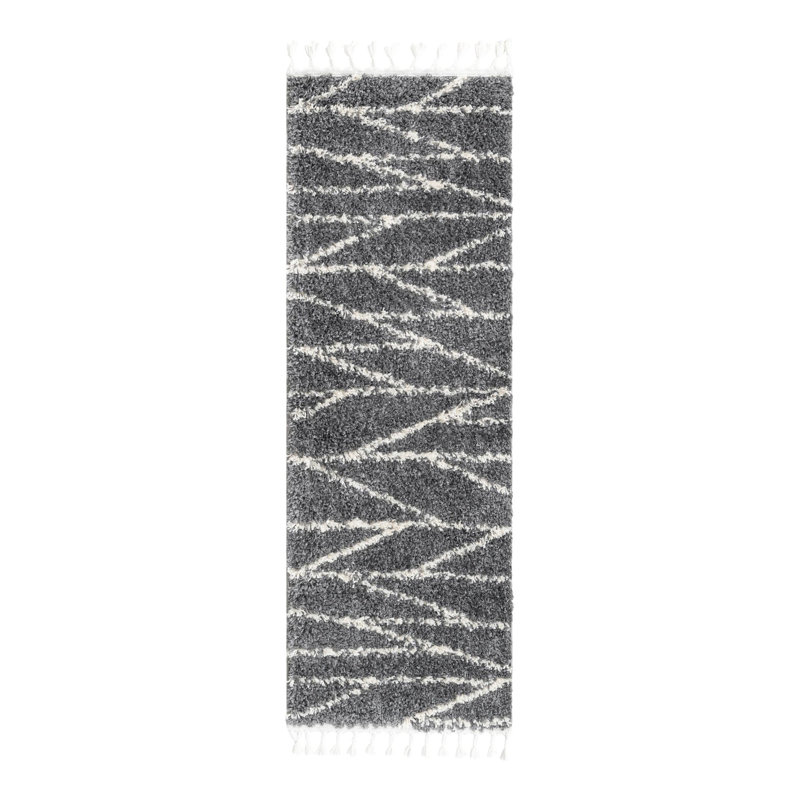 Ananya Striped Gray Area Rug, Runner 2' x 6'