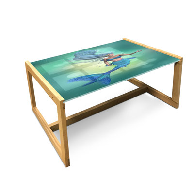 Table basse sous-marine East Urban Home, haut du corps d'une femme et queue de poisson pour la vie marine