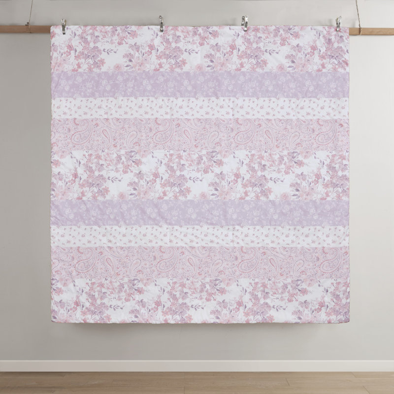 Romantic Pink Floral Paisley Full Comforter Set with Microfiber