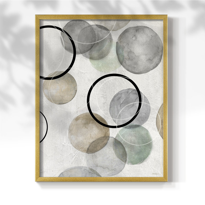 Bulles I, reproduction encadrée - bois massif, H 11 po x l 9 po, Doré