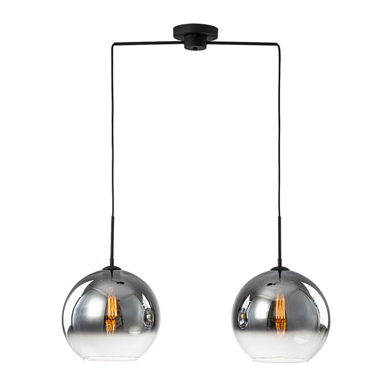 Dual-Light Hand-Blown Mirrored Glass Pendant