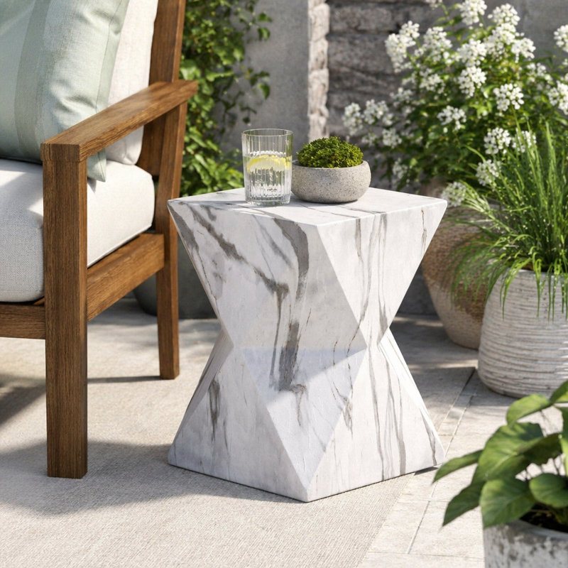 Table d'appoint 18,5 po MGO, Marbre blanc